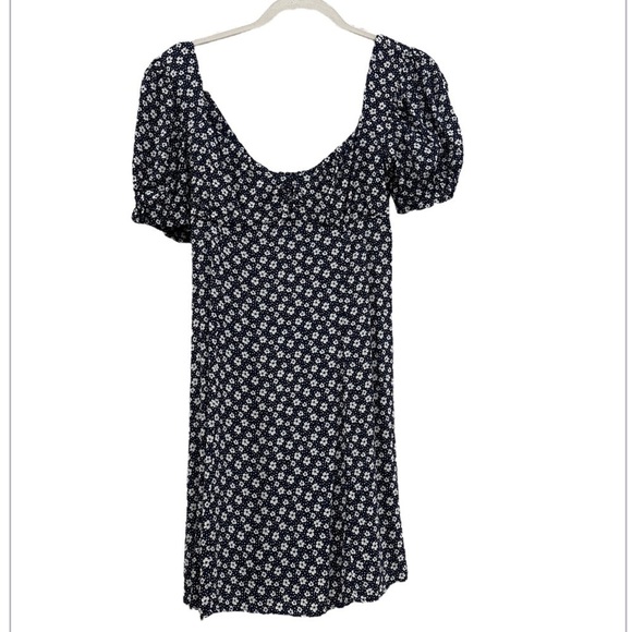 Sequin Hearts Women's Floral A-Line Dress Navy with Puff Short Sleeves XS - Picture 5 of 12